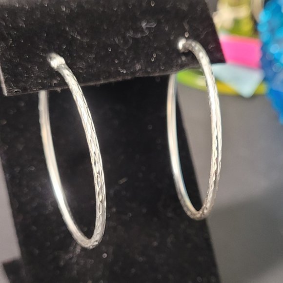 Argento Vivo Sterling Silver Hoop Earings - Picture 1 of 3